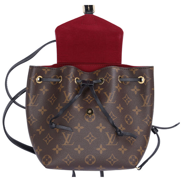 Louis Vuitton Montsouris BB NM Backpack Brown Monogram Black Drawstring - Picture 7 of 8